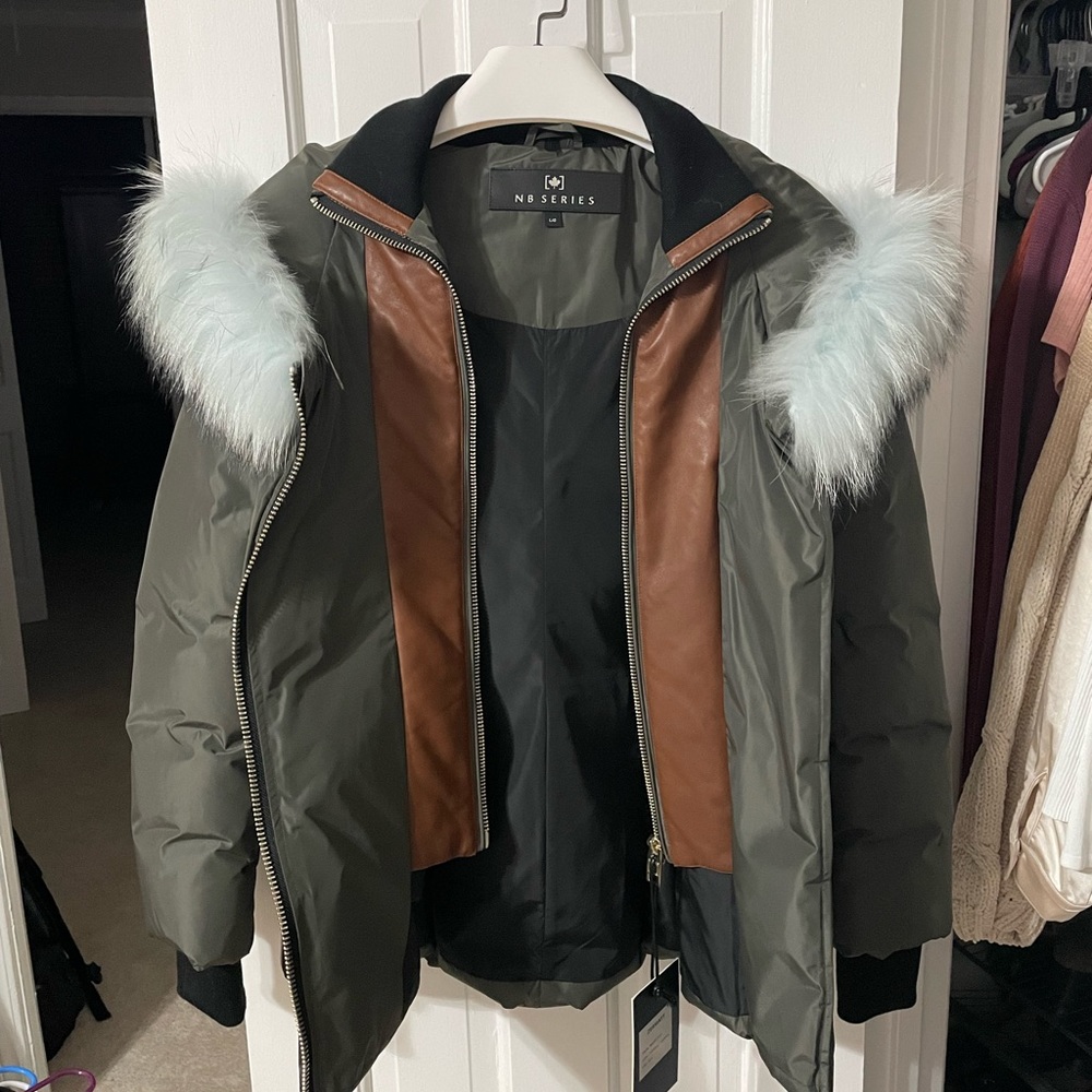 Designer Winter Jacket with faux fur and leather